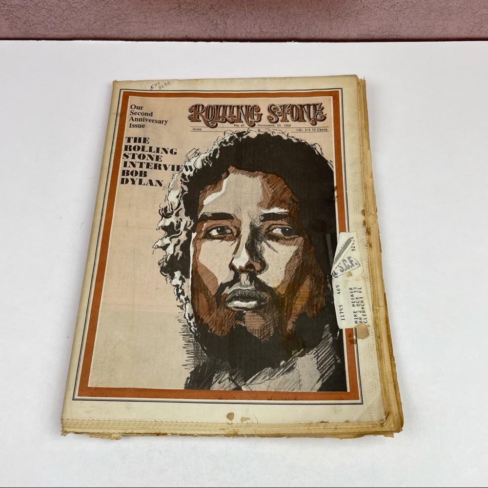 Vintage Rolling Stone Magazine Bob Dylan November 29, 1969 Music Art History